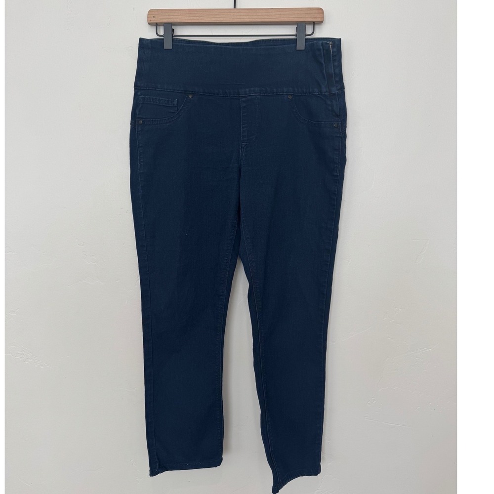Spanx Dark Wash Skinny Jean Jegging Slimming Shapewear Large High Rise Zip